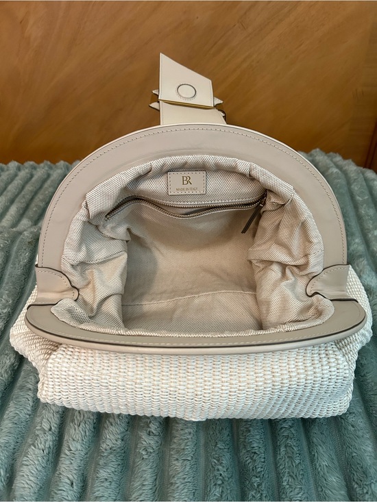 NWT Banana Republic Stella Soft Straw Clutch with Leather Accents